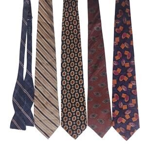 Lot silk neckties Balmain Calvin Klein Oscar dela Renta, Haspel bowtie, one 90s